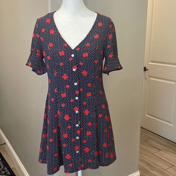 Forever 21  Polka Dot Floral Mini Dress - Picture 1 of 3